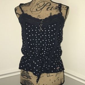 Hollister spaghetti top blue and white medium